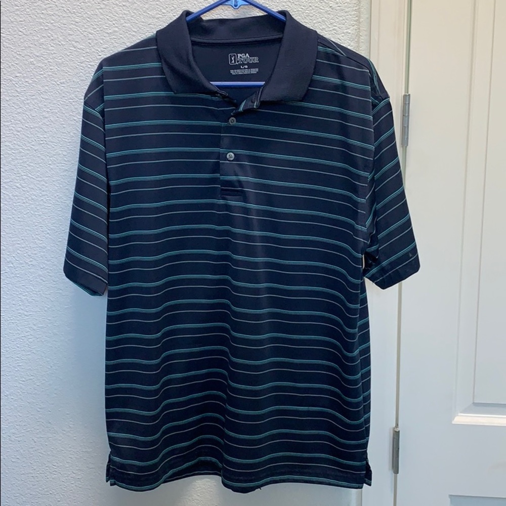 PGA tour business casual golf shirt dark blue